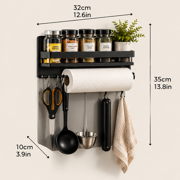Magnetic Refrigerator Side Organizer Rack