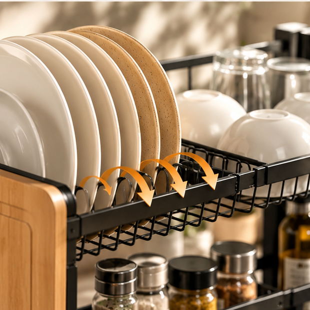 Expandable 2-Tier Dish Drying Rack – Maximize Your Kitchen Space Effortlessly