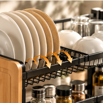 Expandable 2-Tier Dish Drying Rack – Maximize Your Kitchen Space Effortlessly