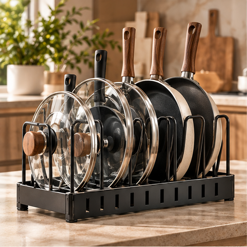 Premium Pot Lid & Pan Organizer Rack