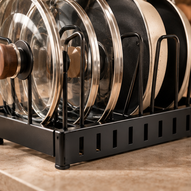 Premium Pot Lid & Pan Organizer Rack