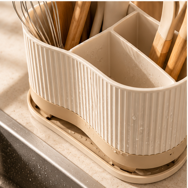 Premium Kitchen Utensil Holder with Drain Tray