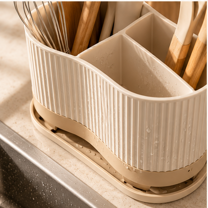 Premium Kitchen Utensil Holder with Drain Tray
