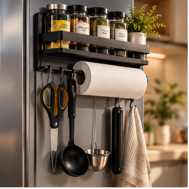 Magnetic Refrigerator Side Organizer Rack